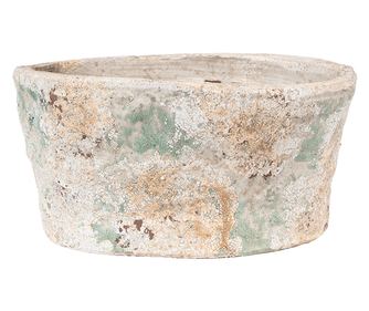 Terakotová béžová a zelená květinová mísa 22x13x11 cm