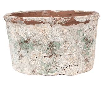 Ghiveci flori teracota bej verde 21x13x12 cm