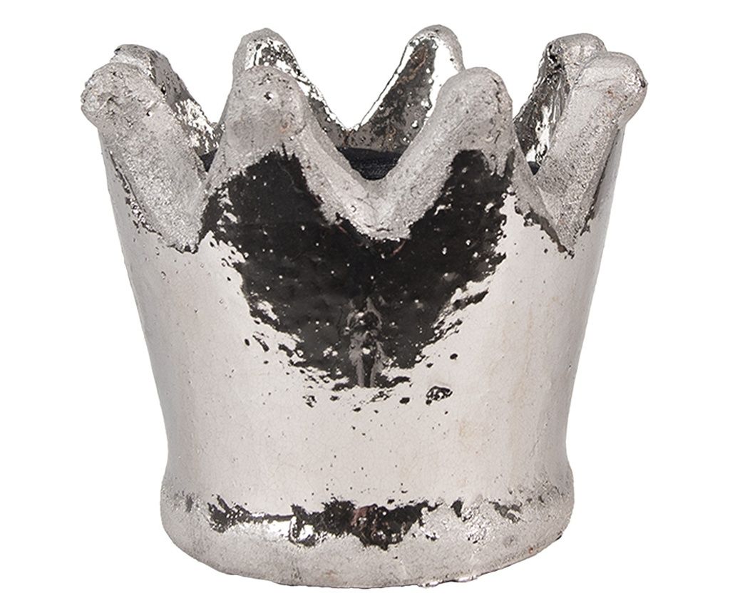 Silver Terracotta Flower Pot 15x14 cm