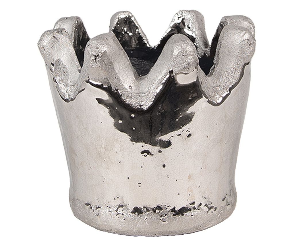 Silver Terracotta Flower Pot 12x10 cm