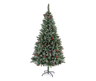 Műfenyő tobozokkal és bogyókkal, 750 ág, 180 cm