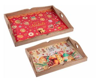 Set 2 lesenih pladnjev Reddock za božič - 40x30x3 cm in 35x25x3 cm