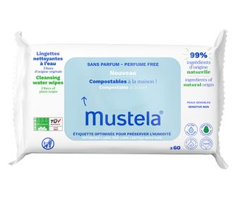 Mustela Șervețele curățătoare cu apă compostabile 60 bucăți