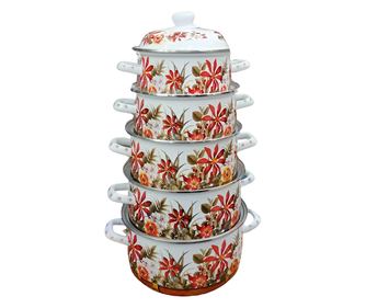 Set 5 oale emailate, Longfei Group, 1.8l/3.3l/4l/5.3l/6.4l, Roşu