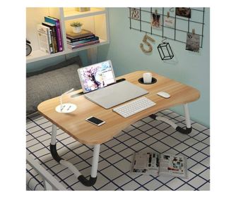 MDF összecsukható laptopasztal, 60 x 39,5 cm, USB-vel, lámpával és ventilátorral