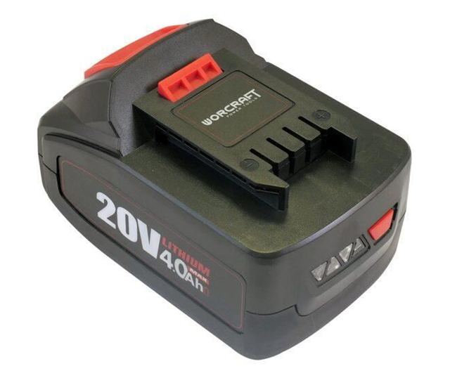 Worcraft 2x20V Li-ion akkumulátoros, 4 Ah-s akkumulátorral, 2x20V-os töltővel, gyűjtőzsákkal ellátott lombszívó