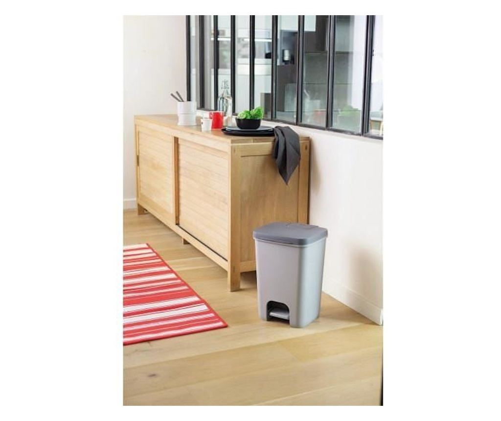 Cos de gunoi cu pedala, plastic, gri, 20 L, 30.3x29.4x42.8 cm, Curver - 4
