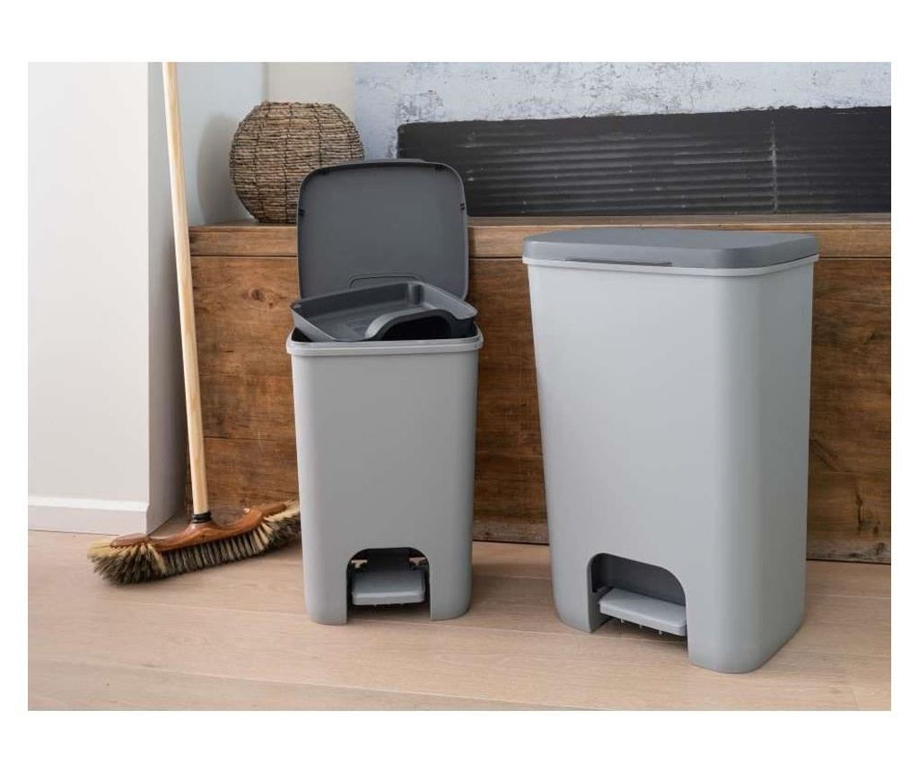 Cos de gunoi cu pedala, plastic, gri, 20 L, 30.3x29.4x42.8 cm, Curver - 5
