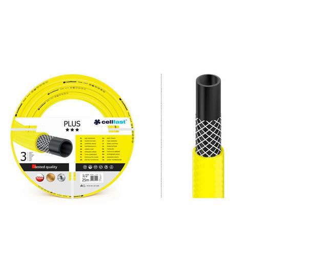 Kerti tömlő, 3 rétegű, + ajándék 2 csatlakozó, 1 adapter, 3/4", 25 m, Cellfast Plus