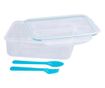 Kućica/posuda za hranu, plastika, nepropusna, plava, 1 pregradak, s žlicom i vilicom, 1.5 L, 22x15.2x7.6 cm, MagicHome