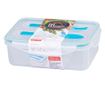 Kućica/posuda za hranu, plastika, nepropusna, plava, 2 odjeljka, sa žlicom i vilicom, 1,5 l, 22 x 15,2 x 7,6 cm, MagicHome