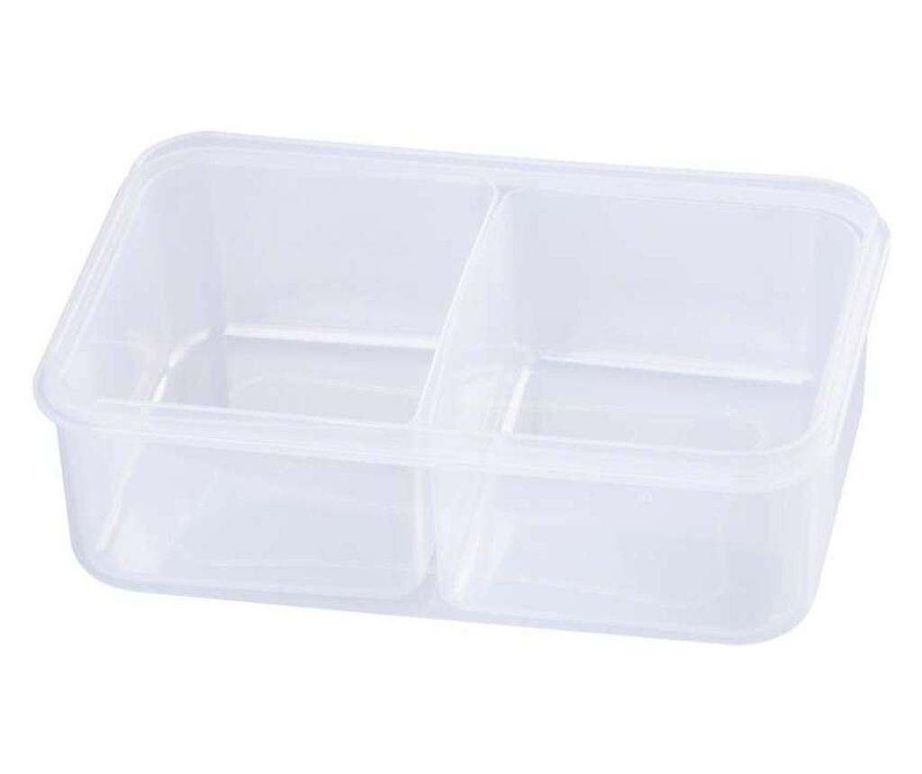 Posuda za hranu/Kutija za ručak, Plastična, Hermetički zatvorena, Plava, 2 Odjeljka, sa Žlicom i Vilicom, 1.5 L, 22x15.2x7.6 cm, - 4