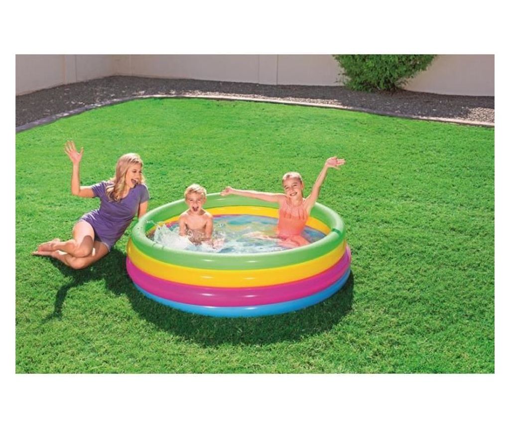 Piscina gonflabila pentru copii, rotunda, curcubeu, 157x46 cm, Bestway Rainbow - 3