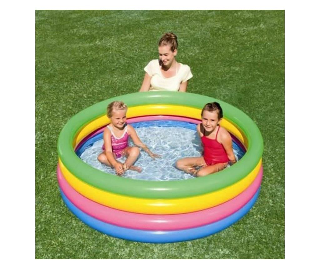 Piscina gonflabila pentru copii, rotunda, curcubeu, 157x46 cm, Bestway Rainbow - 4