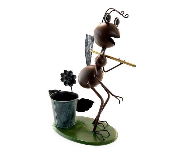 Decoratiune gradina, metalica, furnica cu tarnacop, 28x16x40 cm
