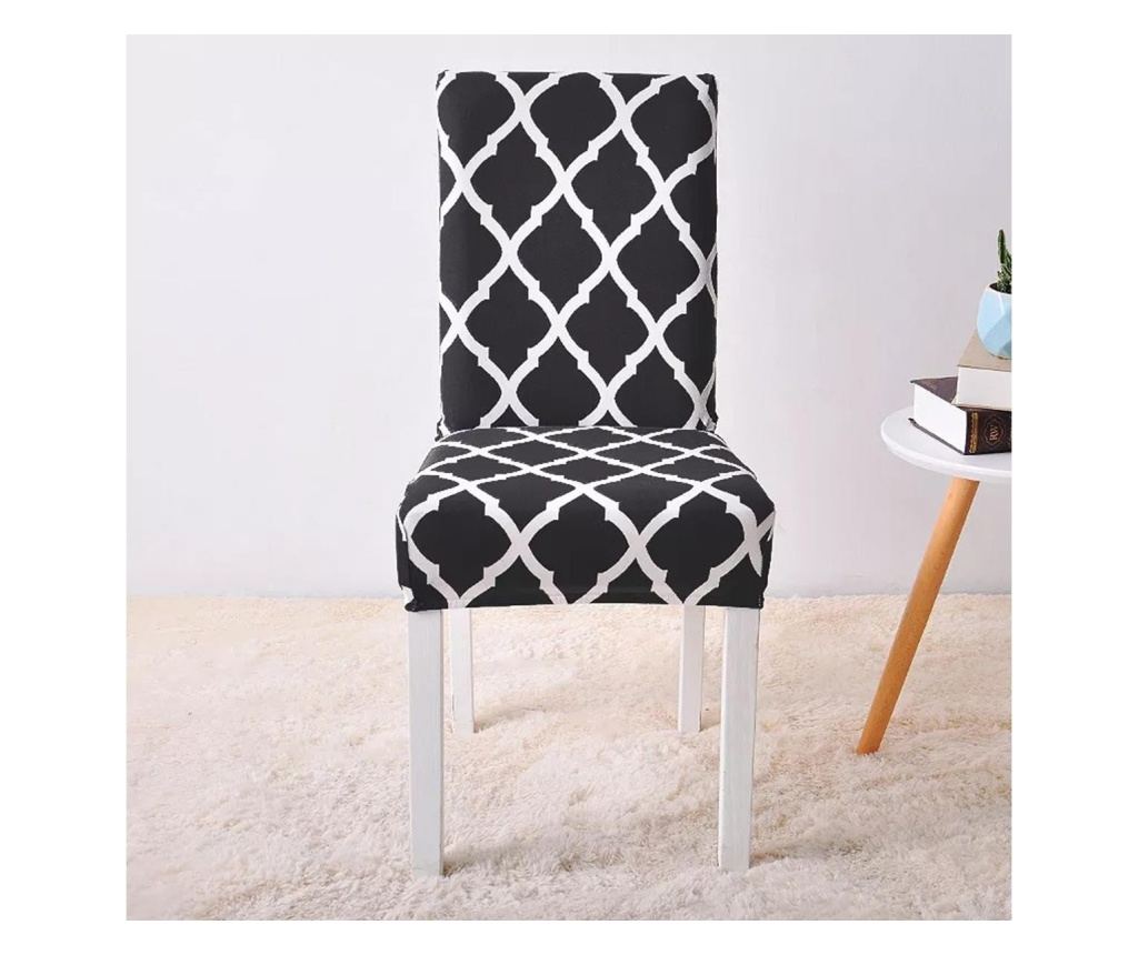 Universal Κάλυμμα για Κλασικές Καρέκλες, Μοντέλο ROMB, ΑΣΠΡΟ + ΜΑΥΡΟ Χρώμα - 3