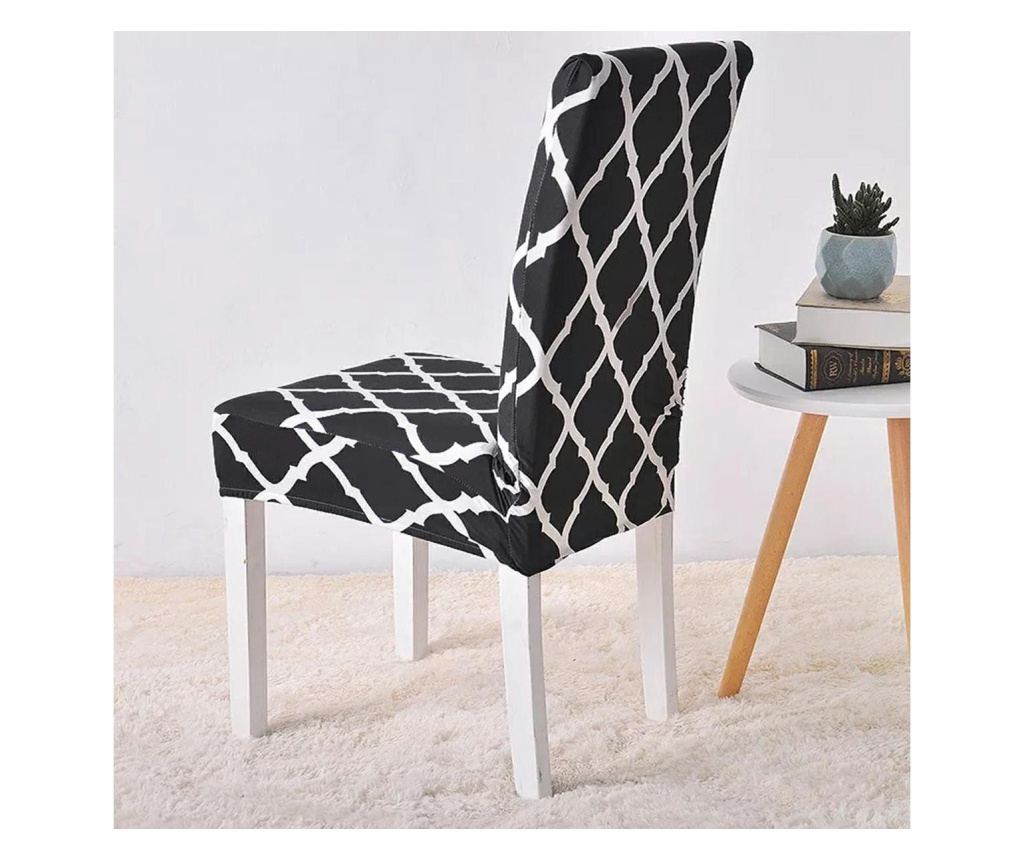 Universal Κάλυμμα για Κλασικές Καρέκλες, Μοντέλο ROMB, ΑΣΠΡΟ + ΜΑΥΡΟ Χρώμα - 4