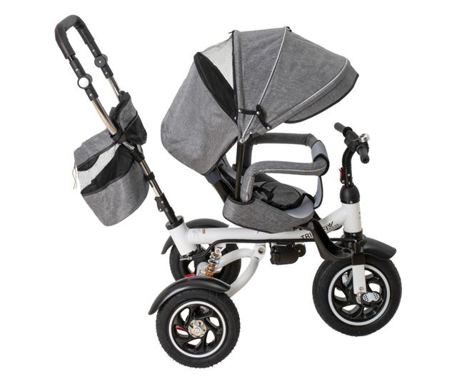 Детска триколка и количка Premium TRIKE FIX V3, цвят сив