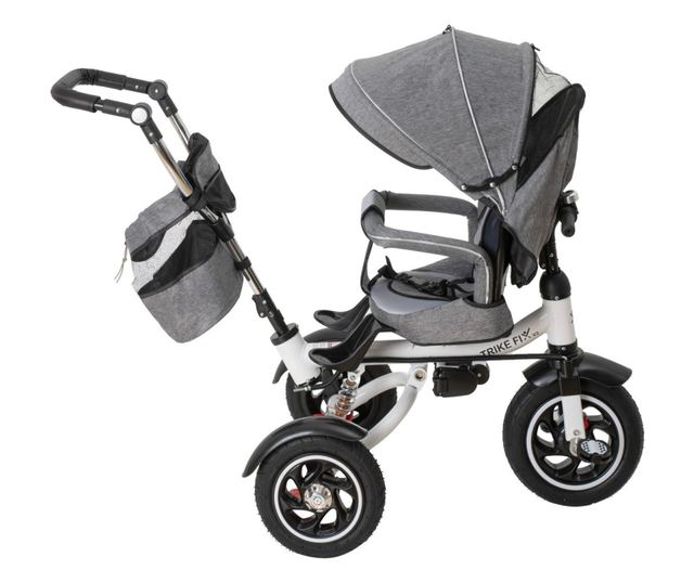 Детска триколка и количка Premium TRIKE FIX V3, цвят сив
