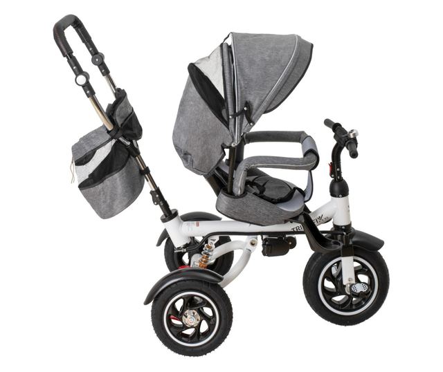 Детска триколка и количка Premium TRIKE FIX V3, цвят сив