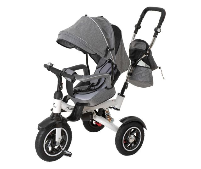 Детска триколка и количка Premium TRIKE FIX V3, цвят сив