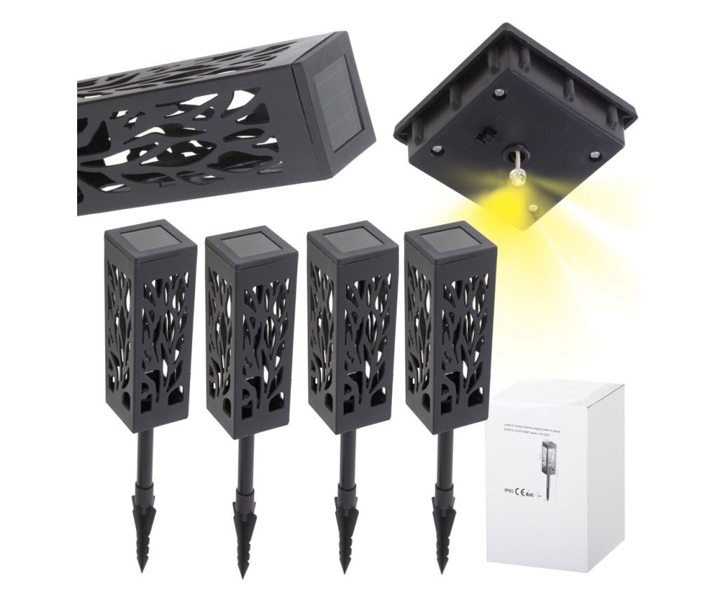 Σετ 4 ηλιακών φωτιστικών κήπου με LED σε στυλ "Φαναριού" - 4