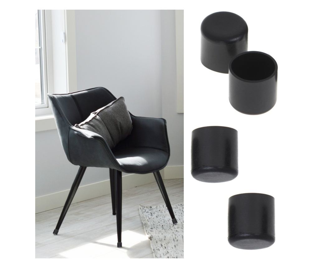 Set 4 buc. protecții anti-zgarieturi picioare scaun, diametru 22mm, culoare neagră — imaginea 6