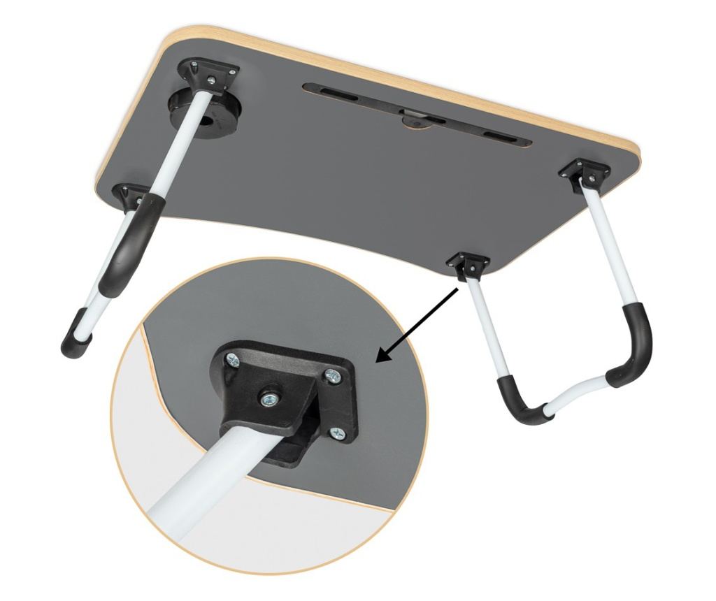 Sklopivi stol za laptop - MDF, 60 x 39.5 cm, s držačem za čašu i telefon - 4