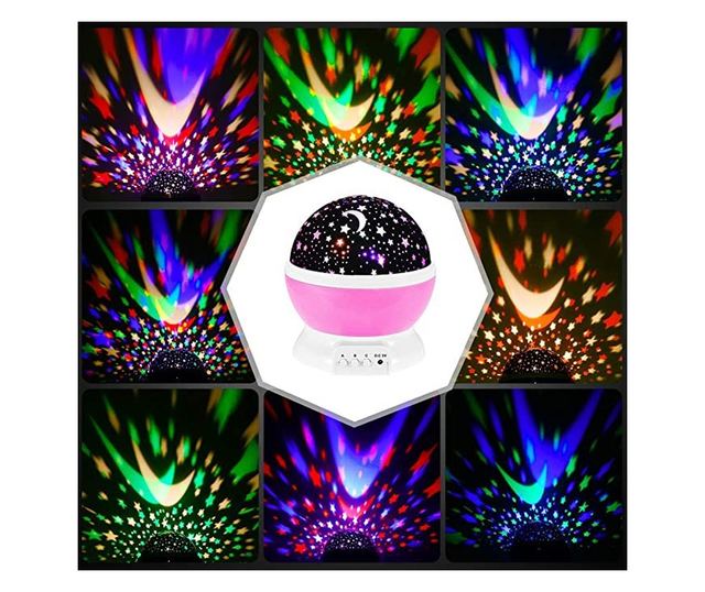Proiector LED cu alimentare USB, model "Galaxy Stars" cu 9 moduri de afisare