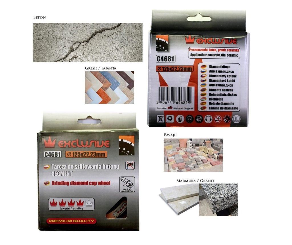 Szegmentált gyémánt vágótárcsa, betonhoz, száraz csiszoláshoz, 125 mm/22,23 mm, Richmann Exclusive - 2