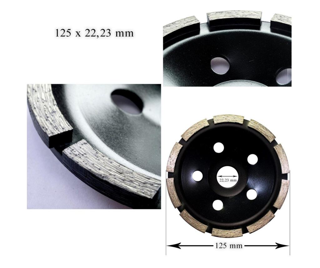 Szegmentált gyémánt vágótárcsa, betonhoz, száraz csiszoláshoz, 125 mm/22,23 mm, Richmann Exclusive - 3