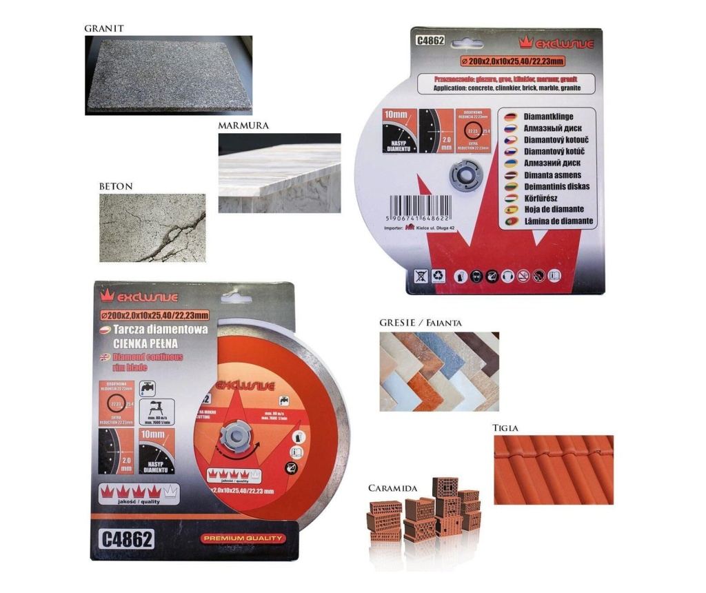 Gyémánt vágóél, kerámia csempékhez, nedves vágás, 200 mm/25.4 mm, Richmann Exclusive - 2