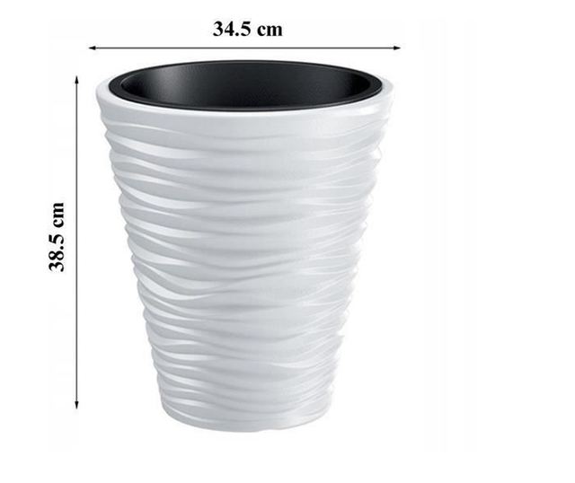 Dekoracyjna Doniczka Okrągła Biała 34,5x38,5 cm Piaskowa