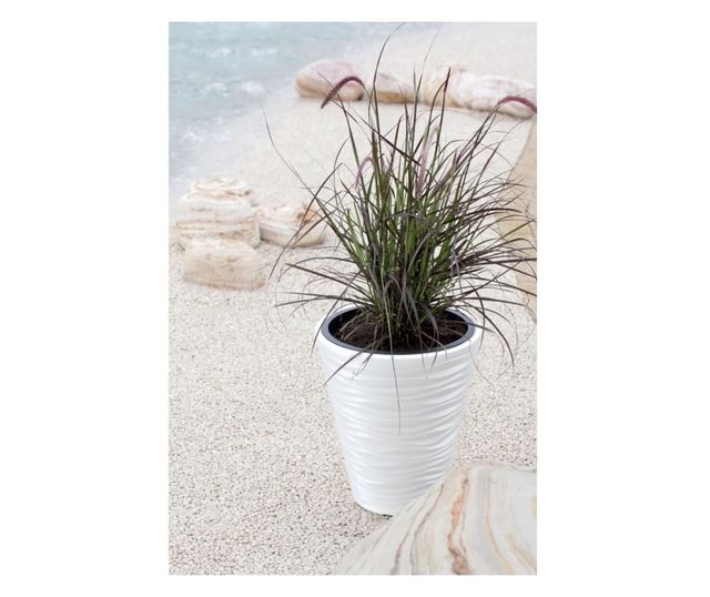 Dekoracyjna Doniczka Okrągła Biała 34,5x38,5 cm Piaskowa