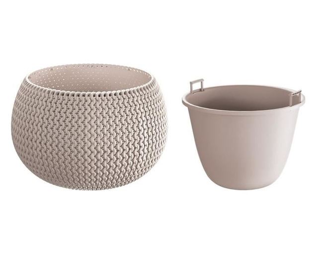 Dekoratív virágcserép, kerek, barna, 29x19,5 cm, Splofy Bowl