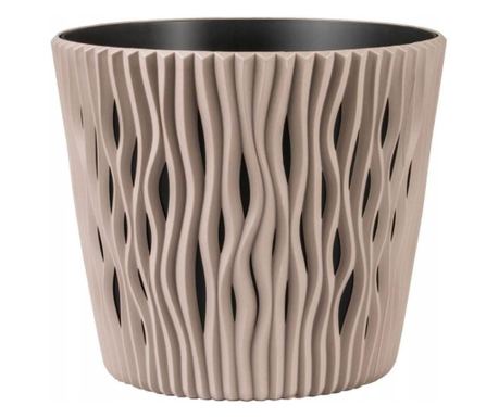 Ghiveci decorativ de flori, rotund, cafeniu, 7.9 L, 26.2x22.2 cm, Sandy Round
