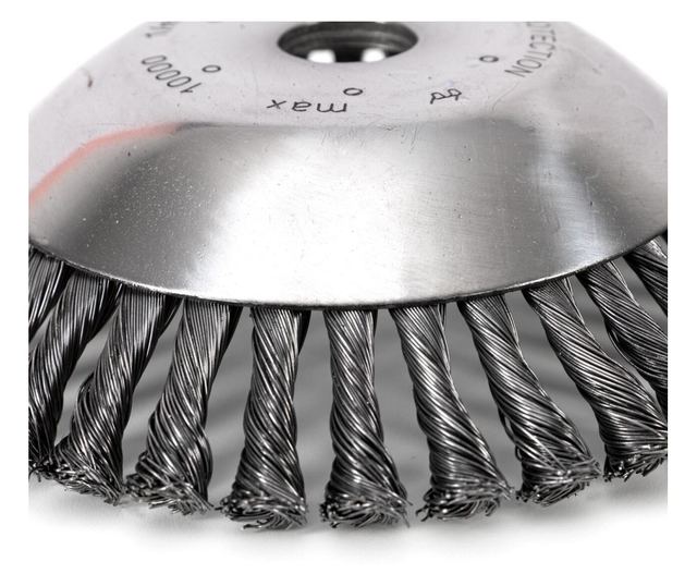 Perie sarma, tip cupa, cu toroane, pentru motocoasa/trimmer, Micul Fermier, 200 mm