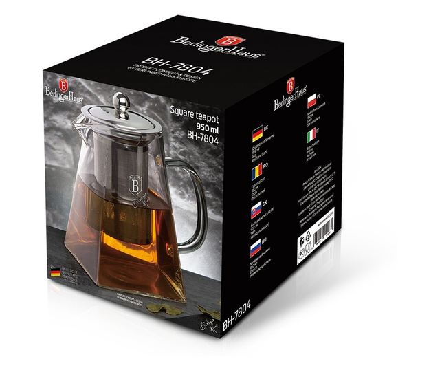 Stakleni čajnik s infuzorom, 950 ml, Black Silver Collection, Berlinger Haus, BH 7804