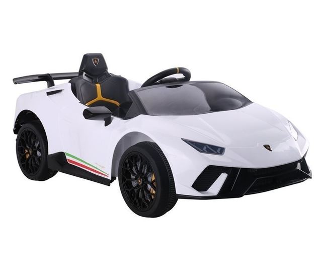 Elektromos Lamborghini Huracan fehér színben, távirányítóval, 2 motorral, max. 30 kg súly, 6571