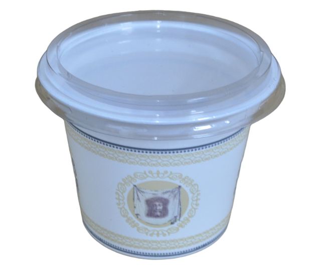 Set 100 buc Pahare de Pasti, Hristos a Inviat, din plastic, cu capac, 250 ml, model icoana