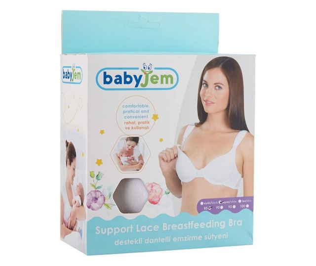 BabyJem csipkés szoptatós melltartó (Szín: Fekete, Méret: 80)