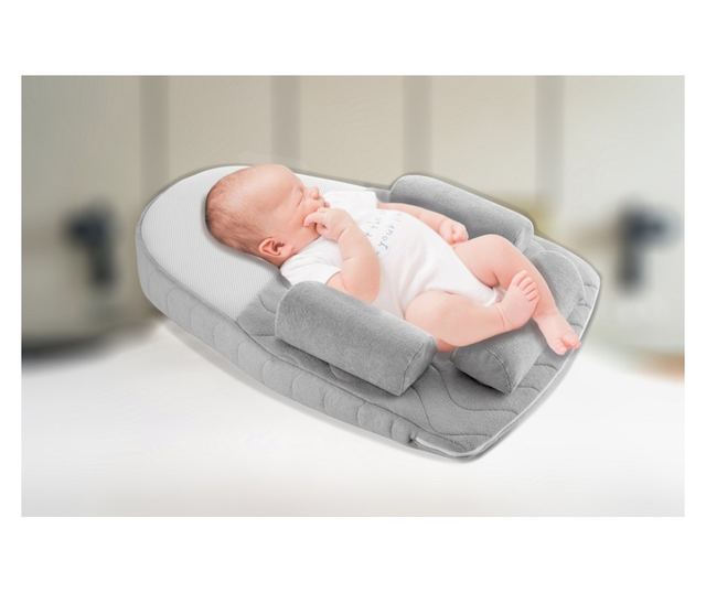Velvet BabyJem döntött fekvőbetét és cseresznyemagos párna (Szín: Szürke)