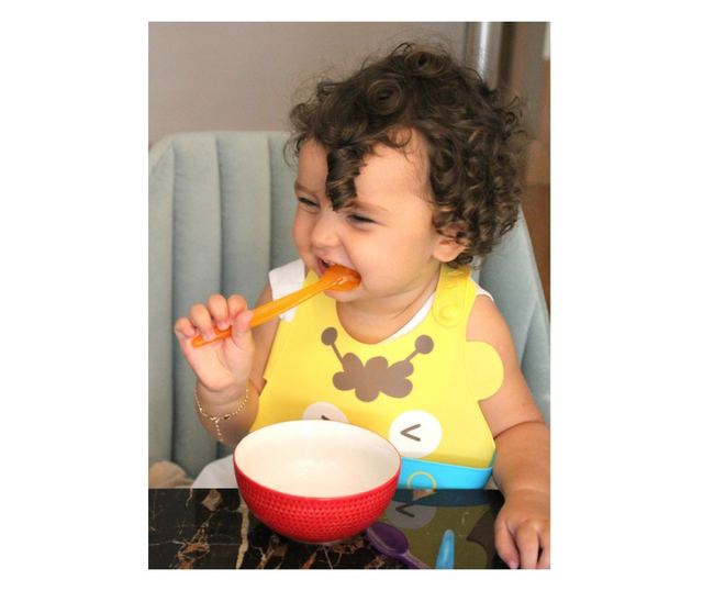 BabyJem Soft Baby Bib szilikon előke (Szín: Kék)