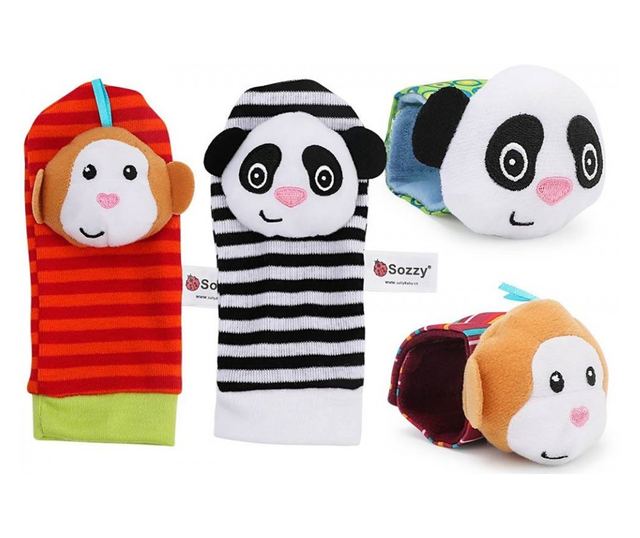 Set 4 zornaitori, pentru bebelusi, bratari si sosetute - model 2 Drool
