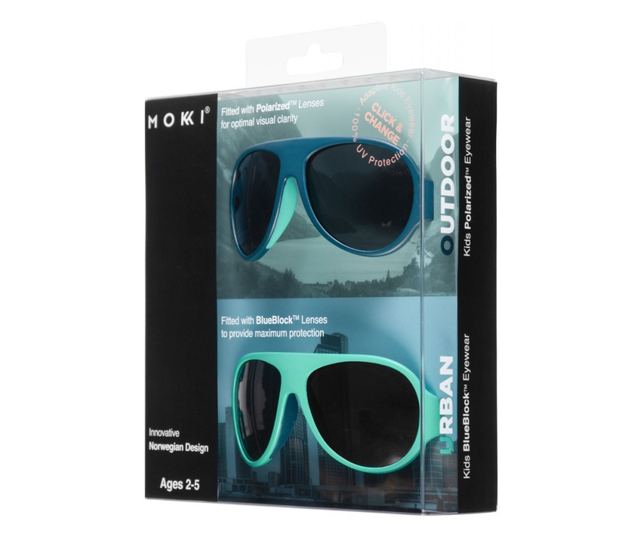 MOKKI Click & Change napszemüveg gyerekeknek, UV-védelemmel, kék, 2-5 éves korig, 2 pár