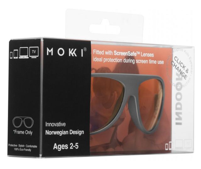 MOKKI Click & Change ScreenSafe napszemüveg gyerekeknek, képernyővédelemmel, 2-5 éves korig, szürke