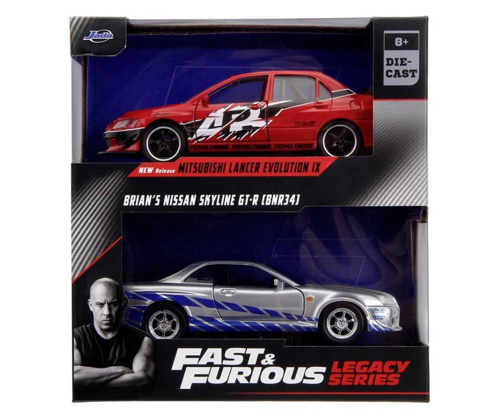 JADA FAST AND FURIOUS SET 2 MASINI METALICE MITSUBISHI LANCER