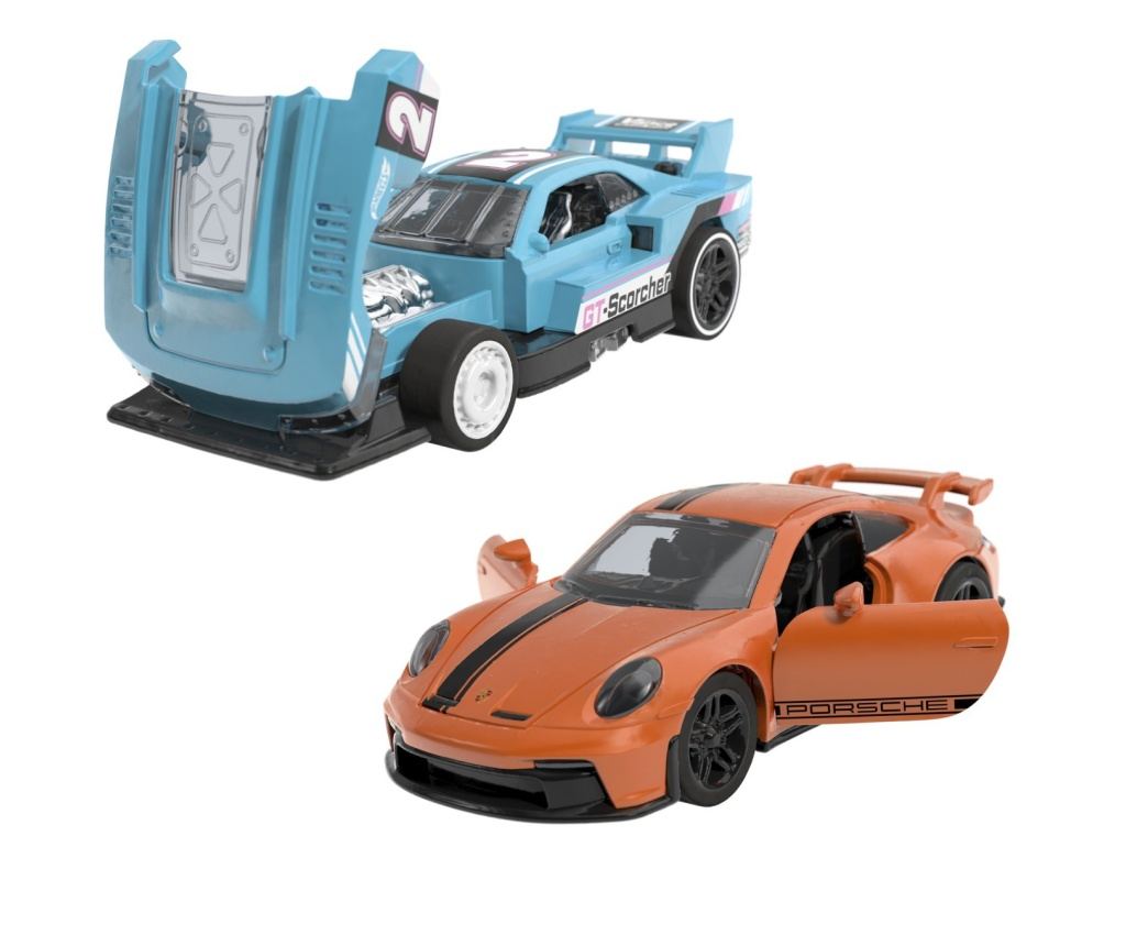 HOT WHEELS SET 2 MASINUTE METALICE PULL BACK GT-SCORCHER SI
