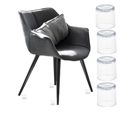 Set od 4 kom. zaštita protiv ogrebotina za noge stolice, promjer 19 mm, prozirna boja