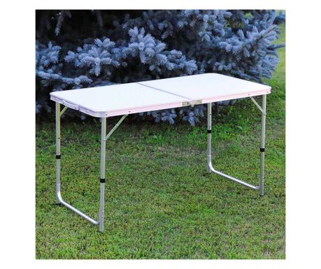 Összecsukható alumínium asztal MDF lappal piknikhez, méret 120 x 60 cm